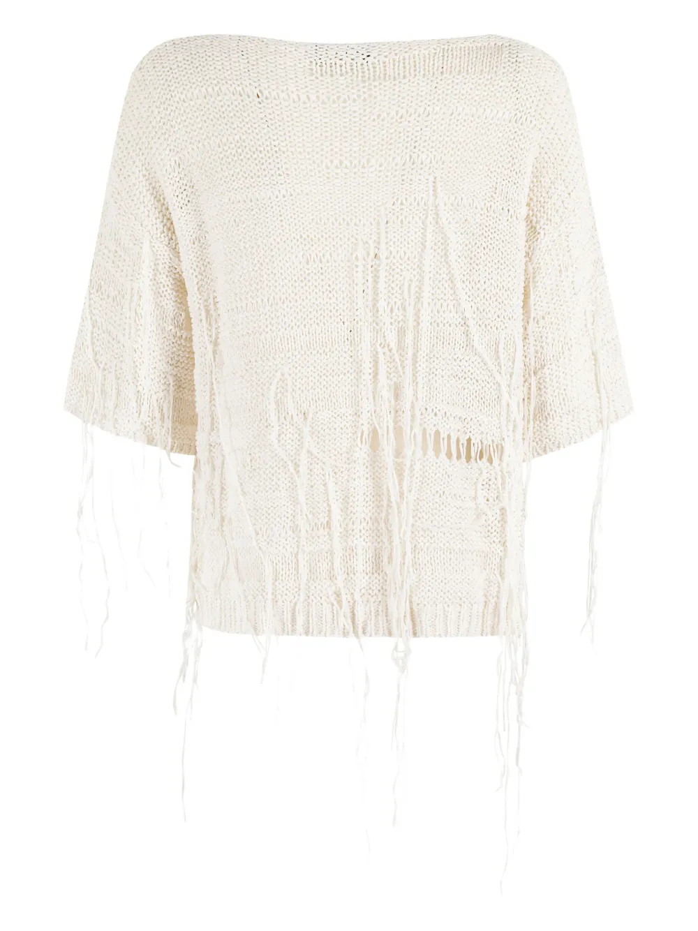 Roberto Collina Trui met franje Beige