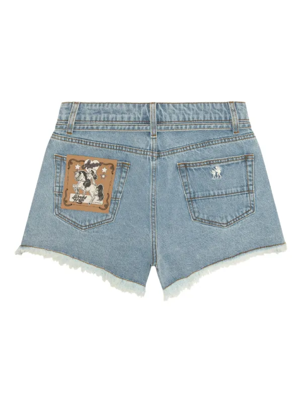 A BATHING APE® Frayed Denim Shorts | Blue | FARFETCH ID