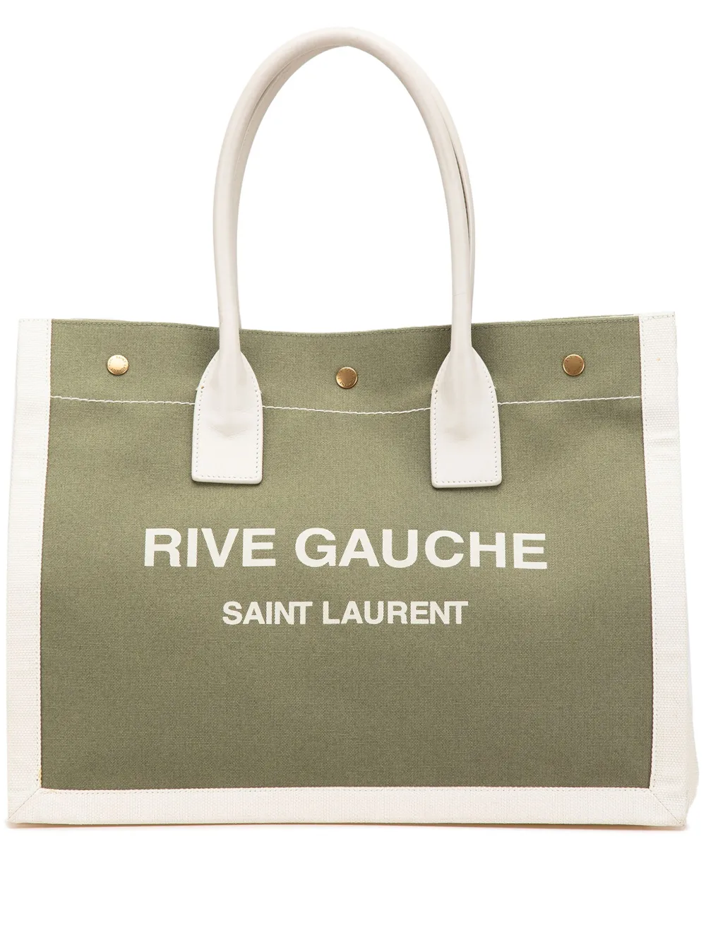Saint Laurent Pre-Owned 2022 Small Canvas Rive Gauche tote bag | Green | Image 1