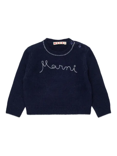 Marni Kids logo-embroidered jumper