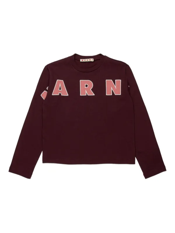 Marni Kids Cotton Long Sleeve t-shirt | Red | FARFETCH