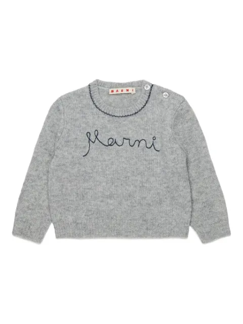 Marni Kids logo-embroidered jumper
