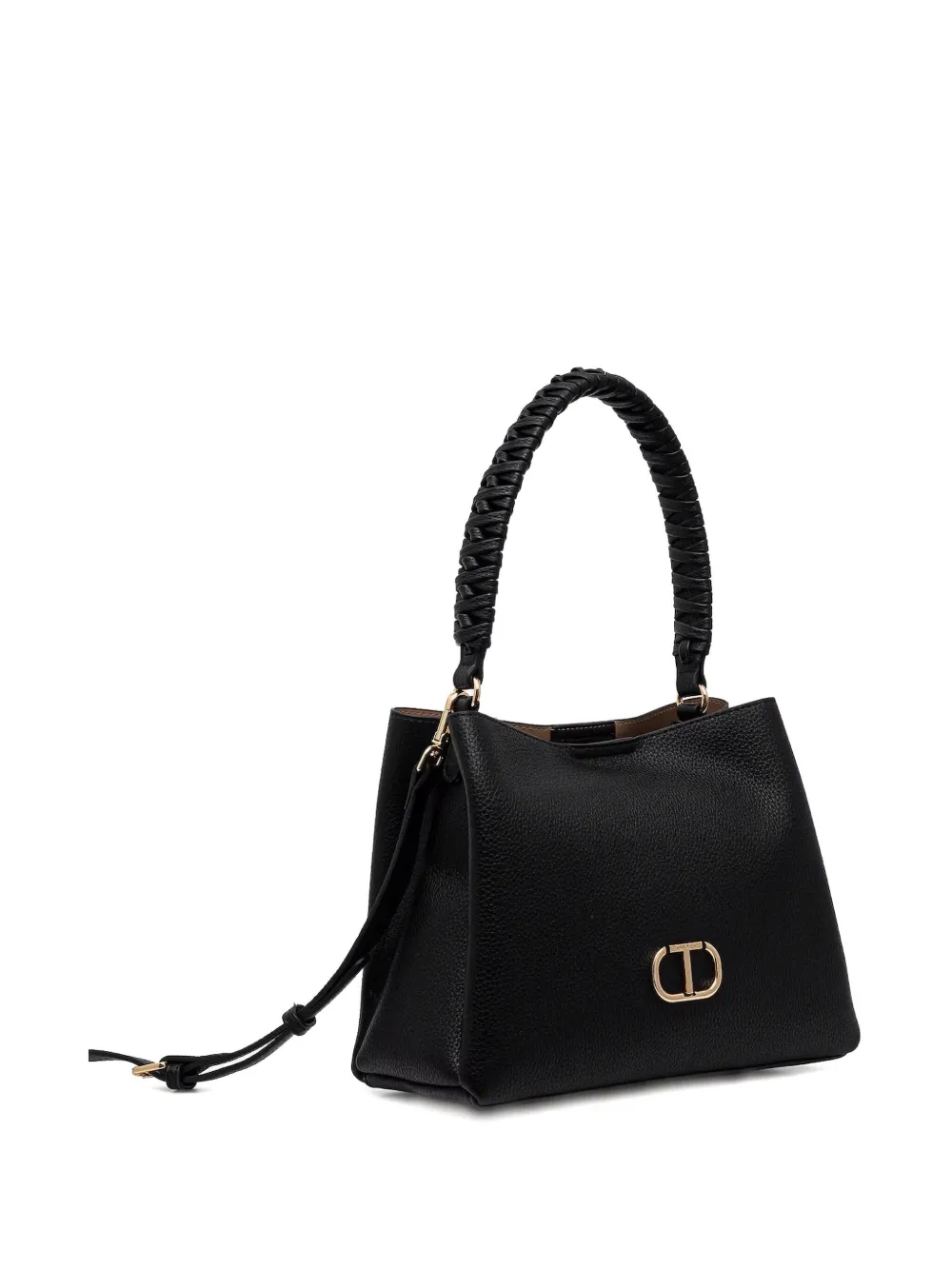 TWINSET Leren tas met handgreep en textuur Zwart