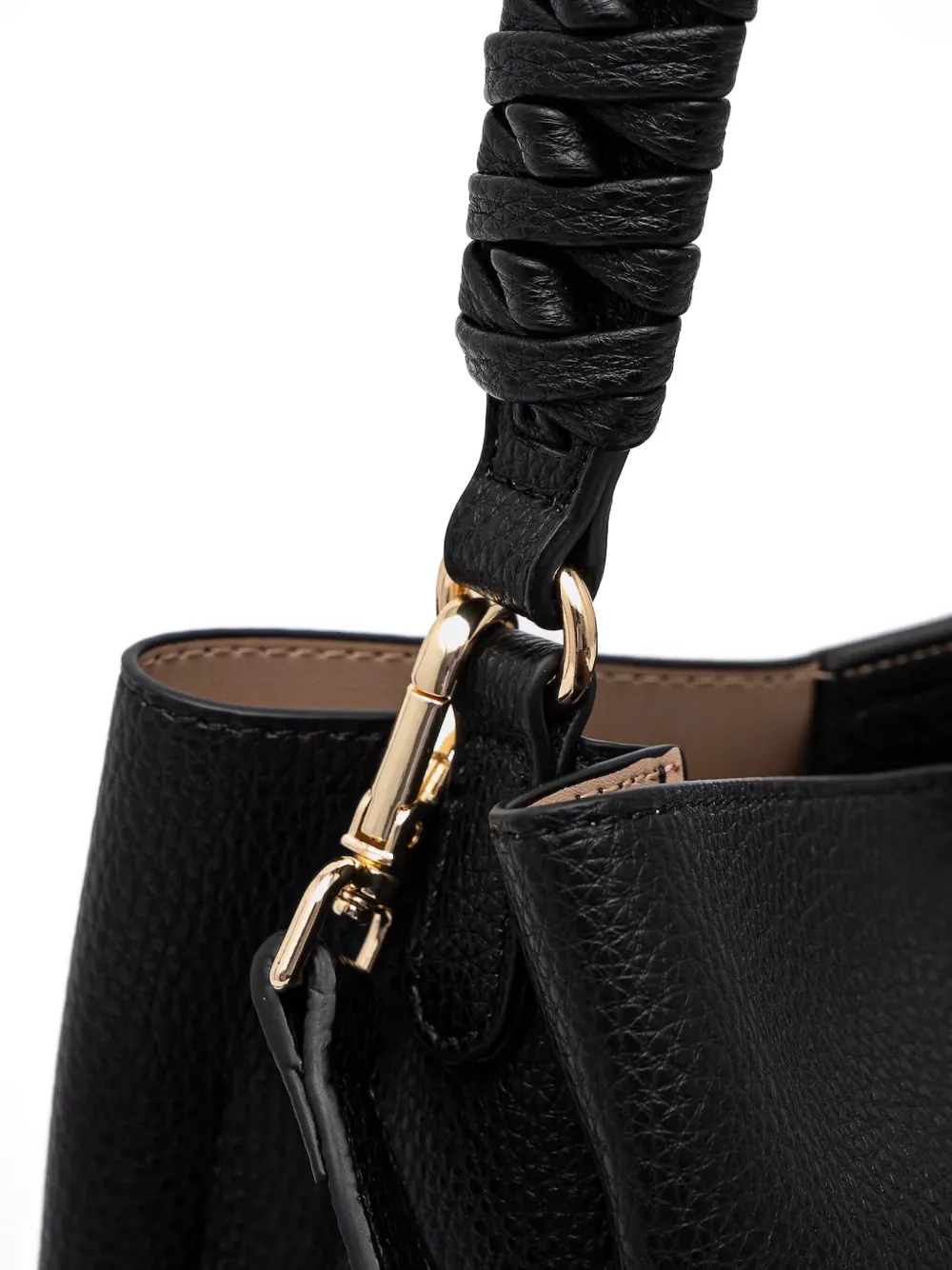 TWINSET Leren tas met handgreep en textuur Zwart