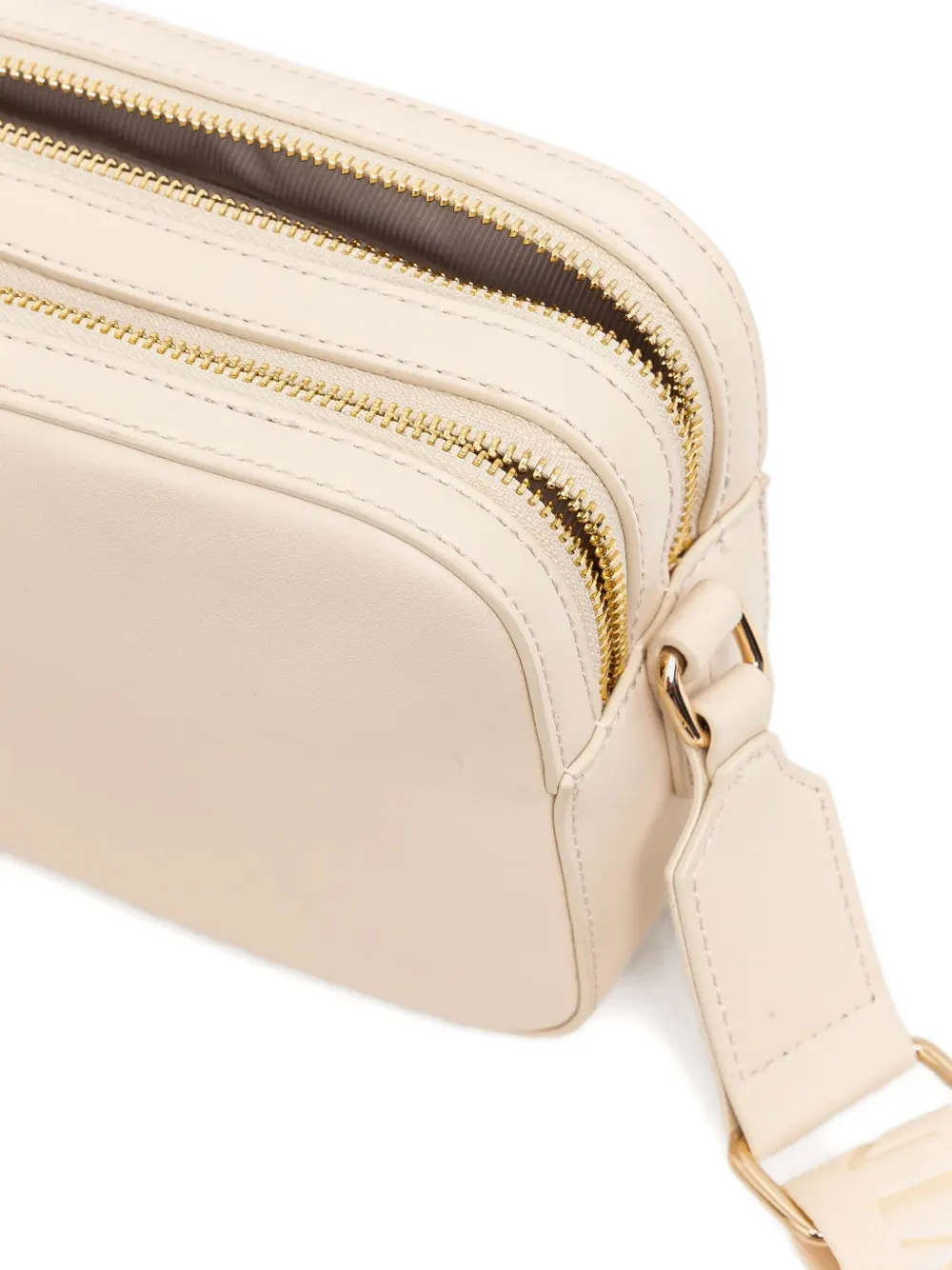 Twinset Logo-detail Double-zip Cross Body Bag In Neutral