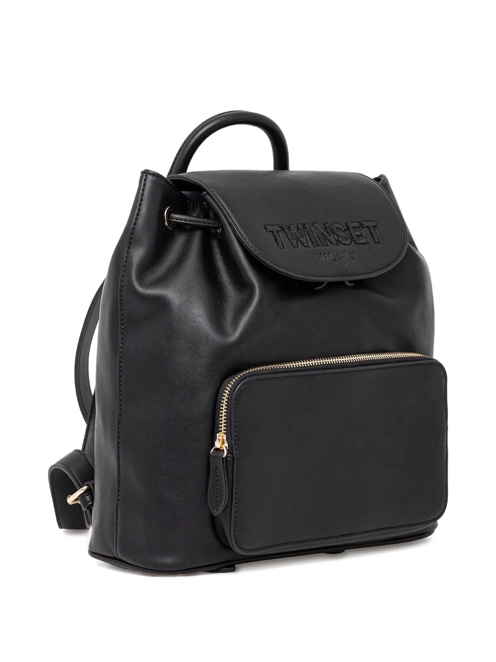 TWINSET Leren rugzak met logo-reliëf - Zwart
