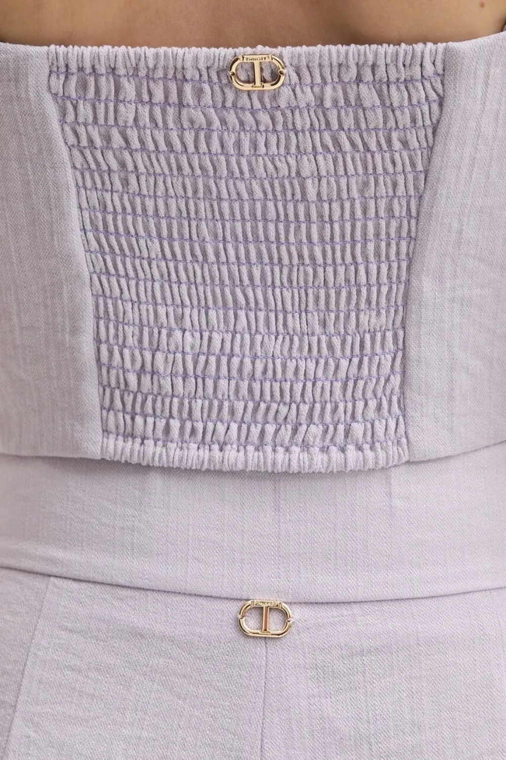 puff-sleeve smocked-back top