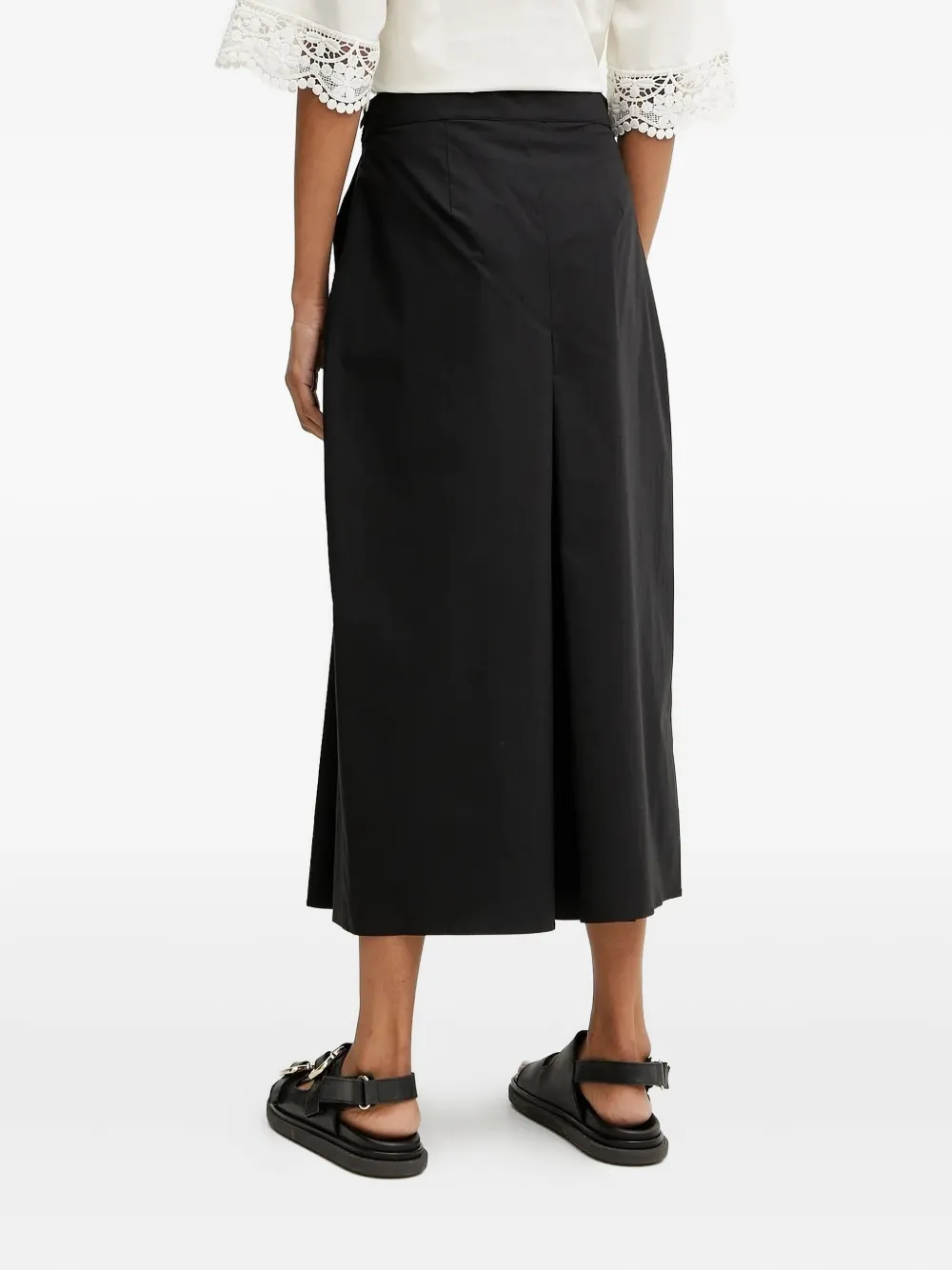 TWINSET pleated logo-buckle trousers - Zwart