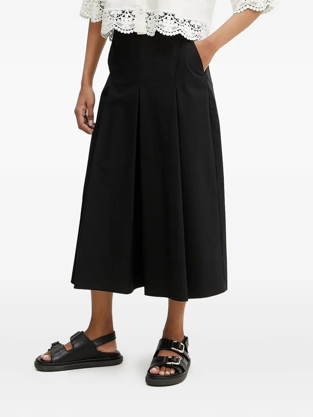 TWINSET pleated logo-buckle trousers Zwart