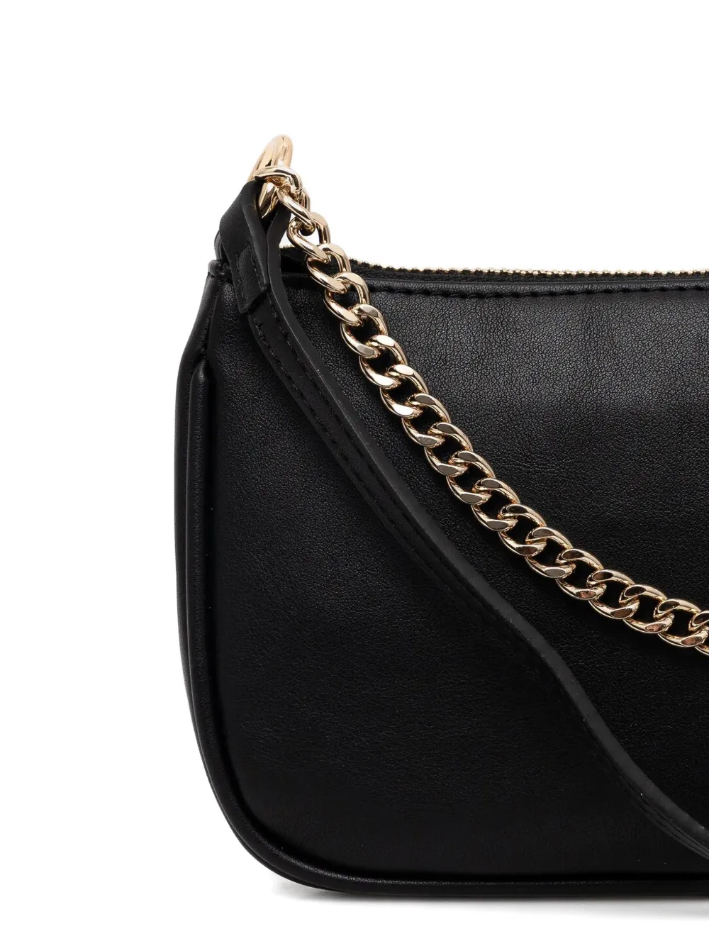 TWINSET Leren shopper met logo-reliëf Zwart