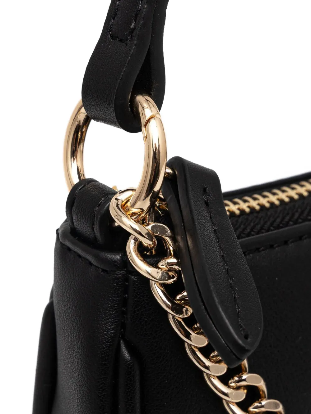 TWINSET Leren shopper met logo-reliëf Zwart