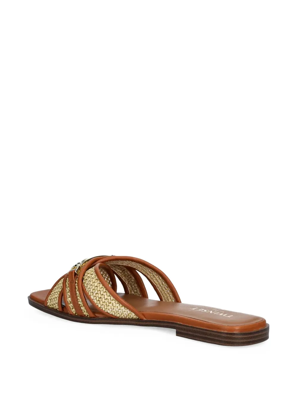 Twinset Strappy Flat Sandals In Brown