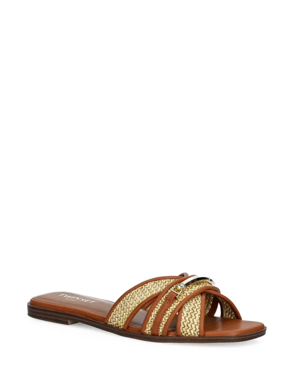 Twinset Strappy Flat Sandals In Brown