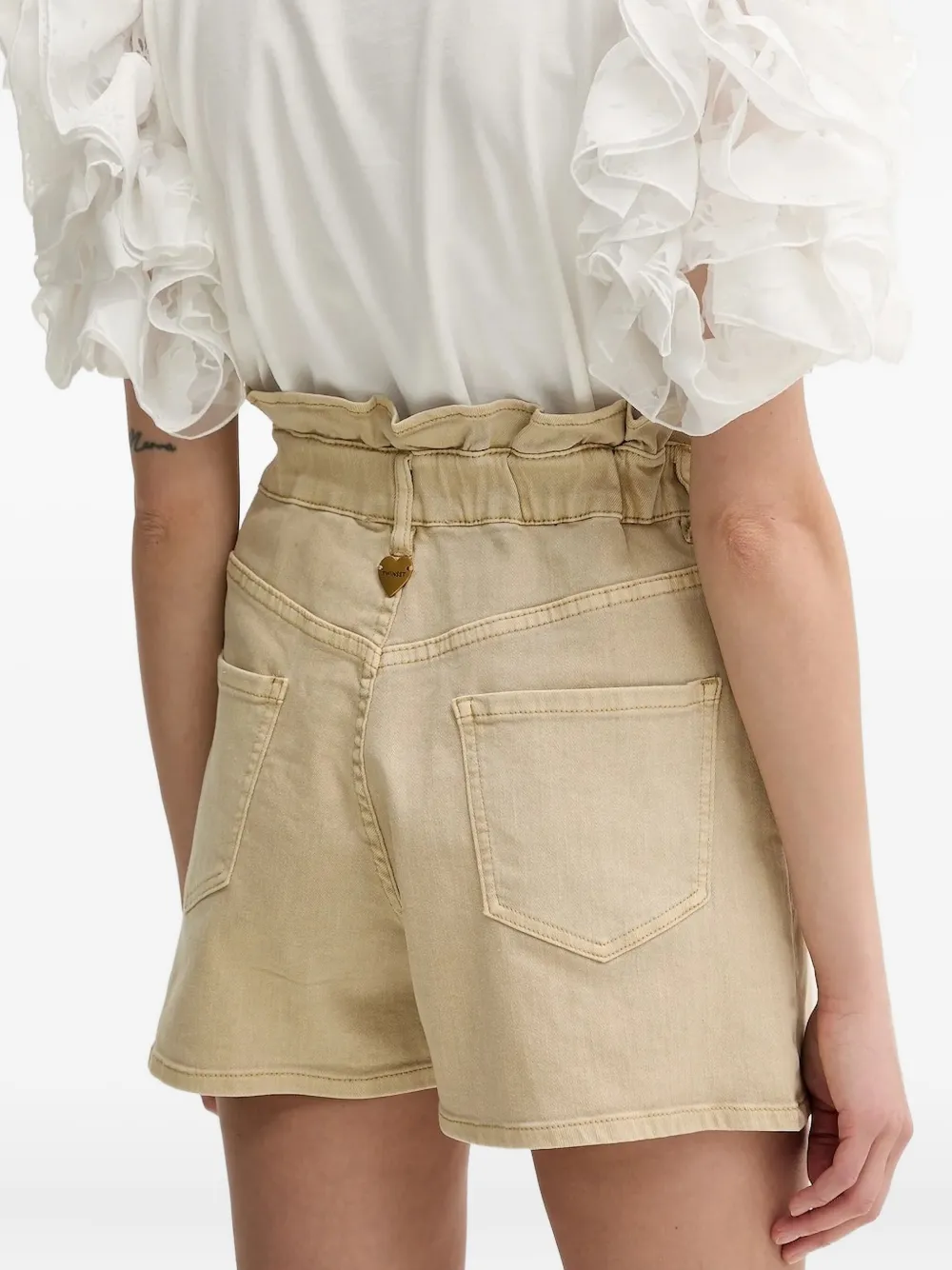 Twinset Ruffled High-waisted Shorts In Neutral