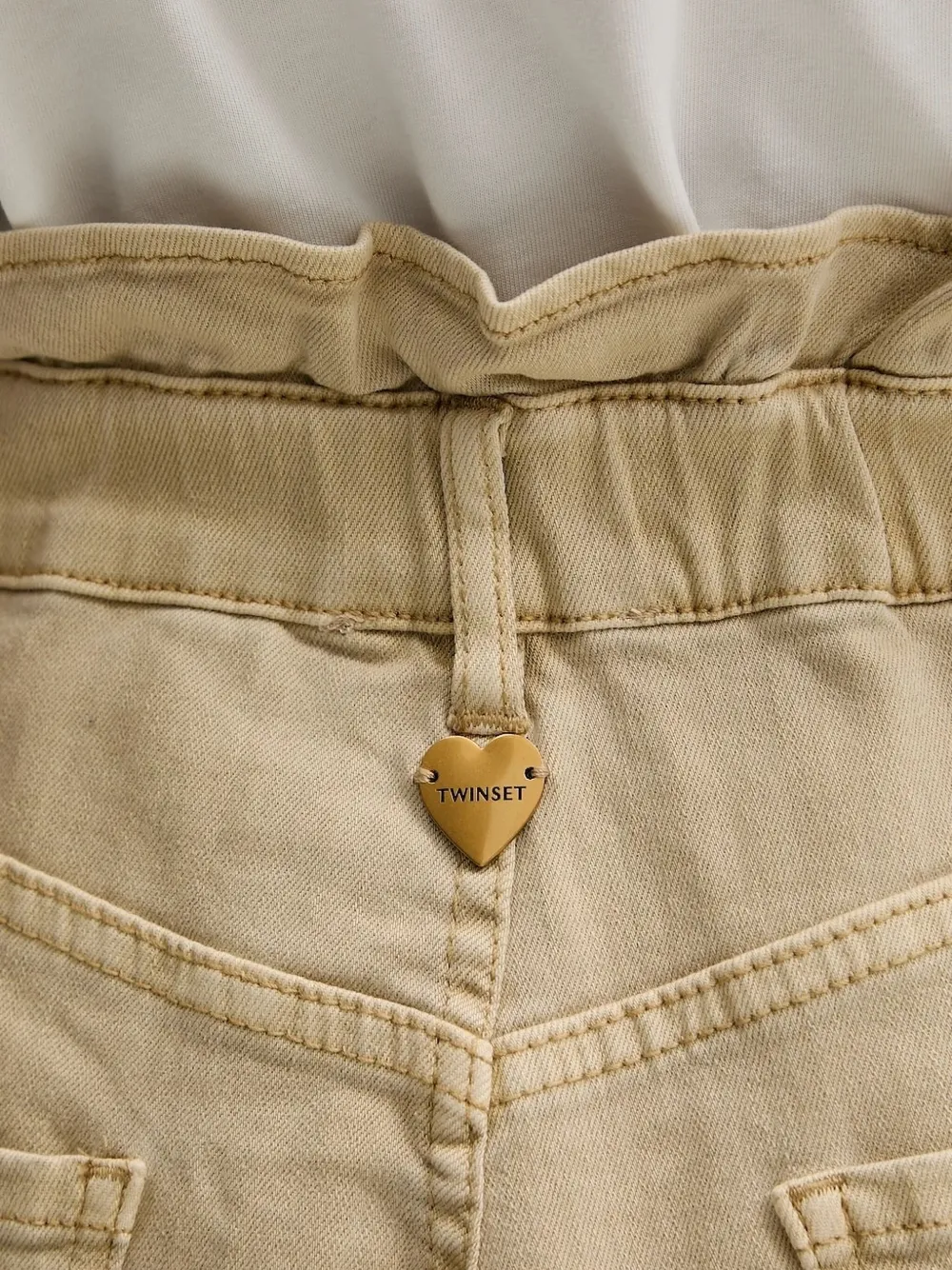 Twinset Ruffled High-waisted Shorts In Neutral