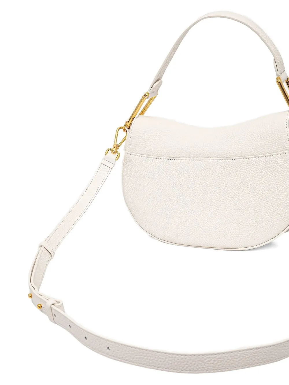 Coccinelle Magie medium leren shopper met metallic handgreep - Wit