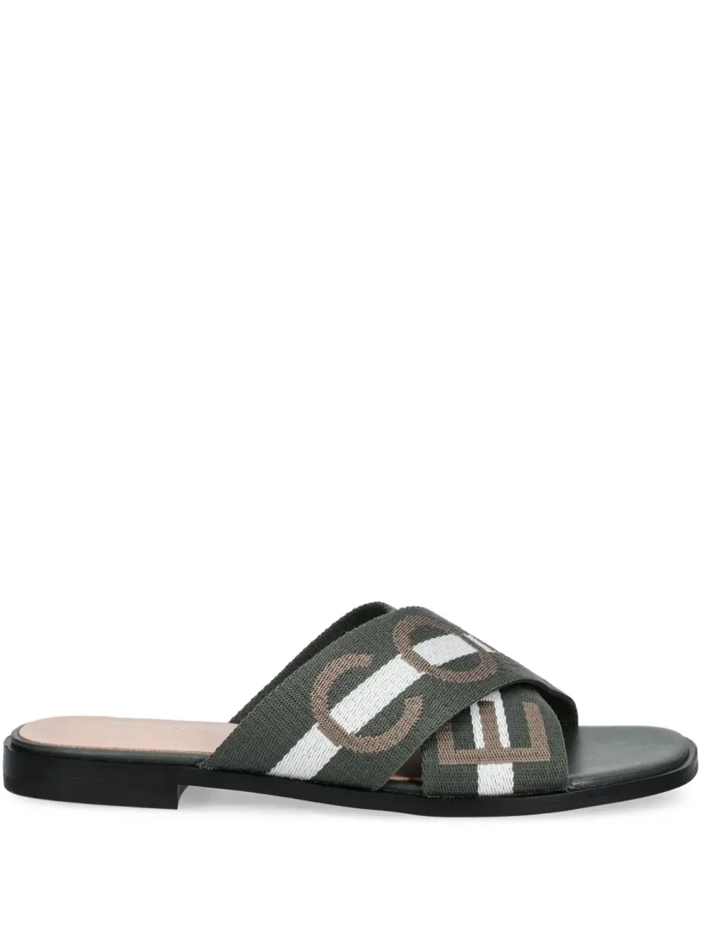 Coccinelle Logo-print Flat Sandals In Green