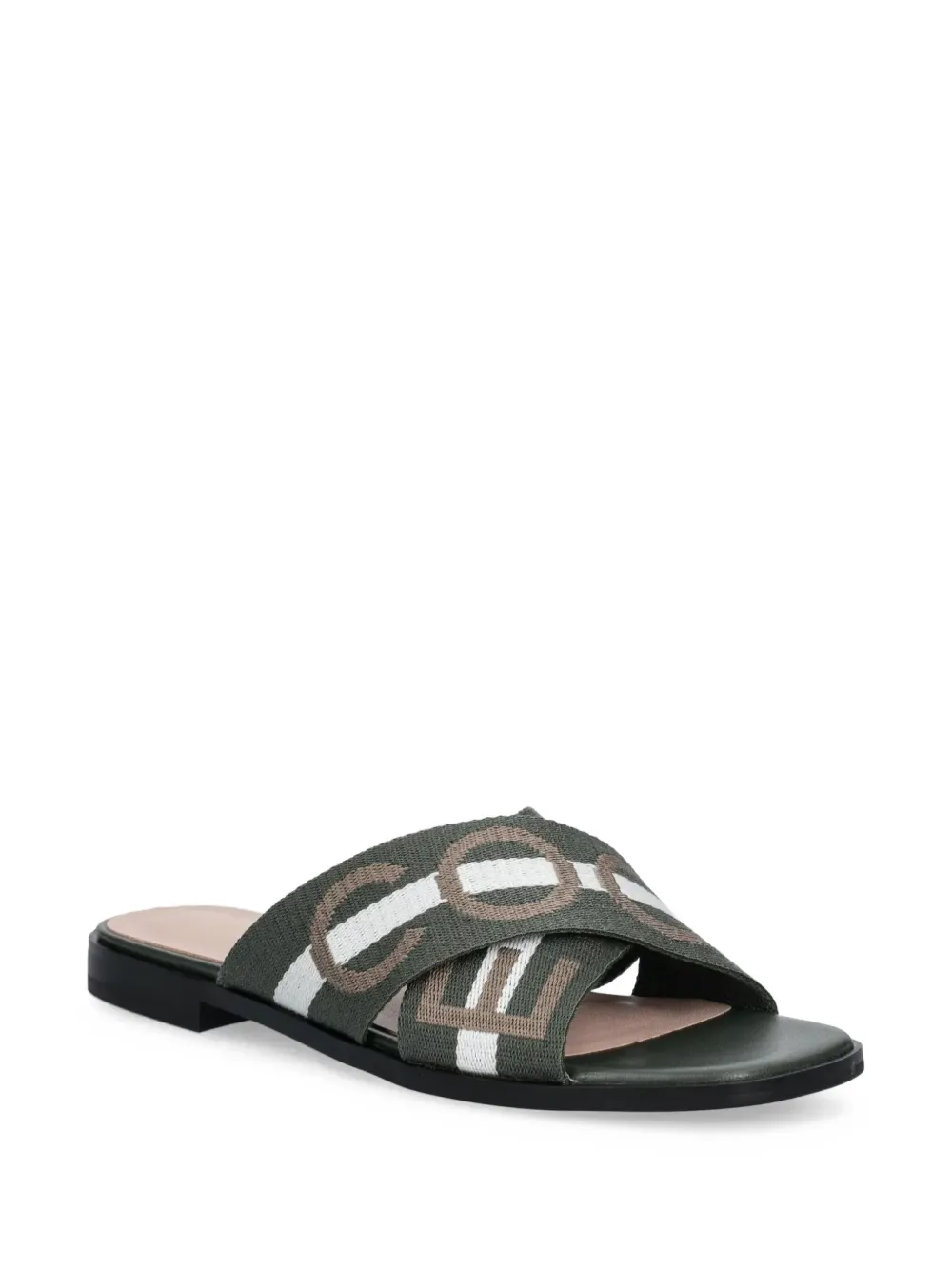 Coccinelle Logo-print Flat Sandals In Green