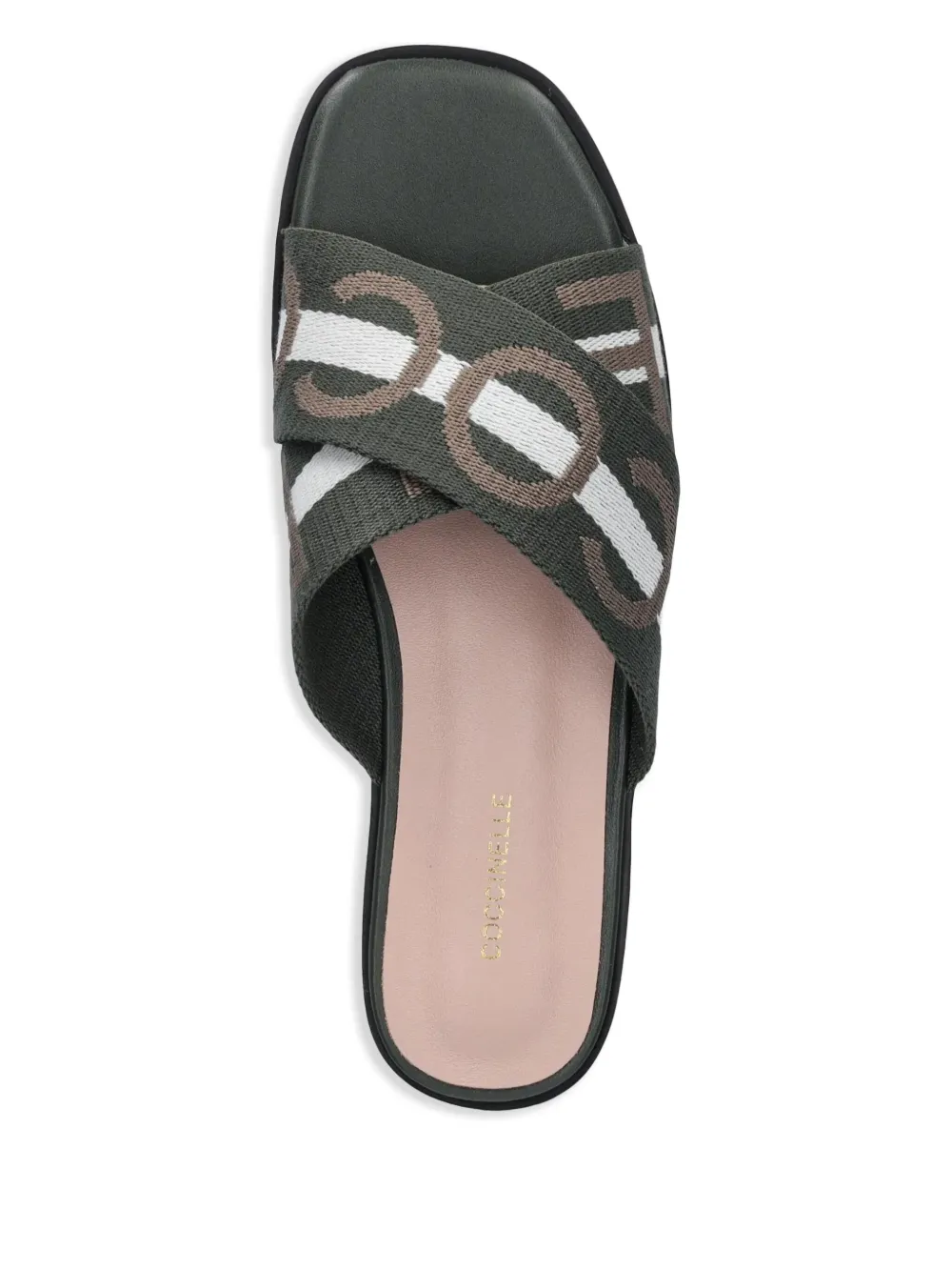 Coccinelle Logo-print Flat Sandals In Green