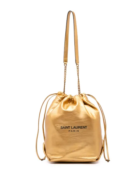 Saint Laurent Pre-Owned 2019 Large Metallic Calfskin Teddy bucket bag