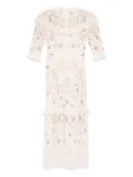 Needle & Thread flowerbed embroidery gown - Neutrals