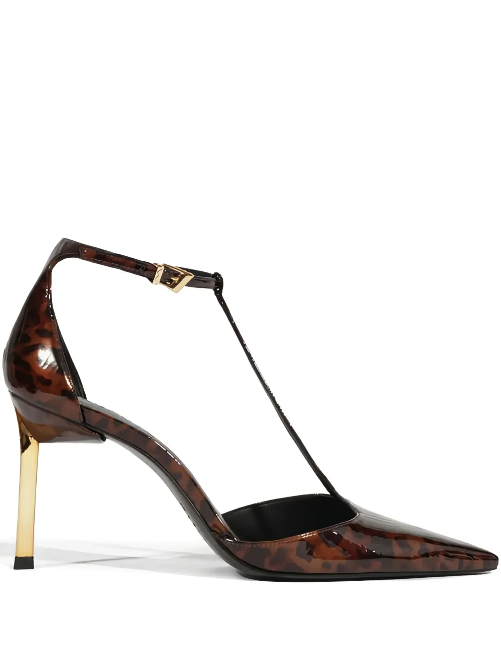 Schutz 87mm T-bar strap patent pumps Brown