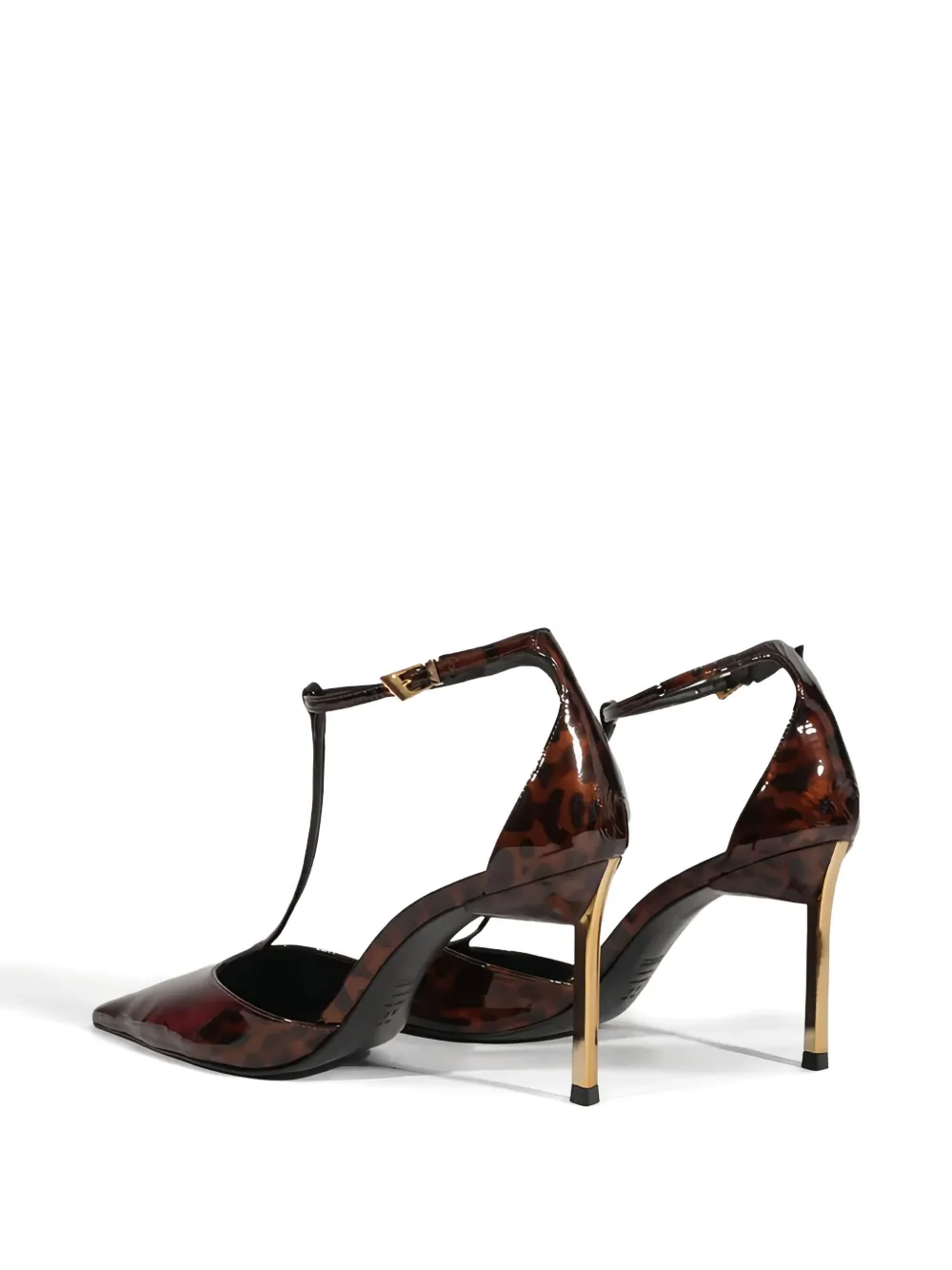 Schutz 87mm T-bar strap patent pumps Brown