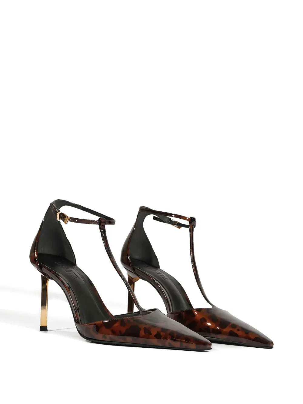 Schutz 87mm T-bar strap patent pumps Brown