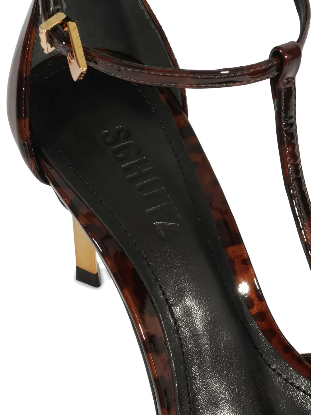 Schutz 87mm T-bar strap patent pumps Brown
