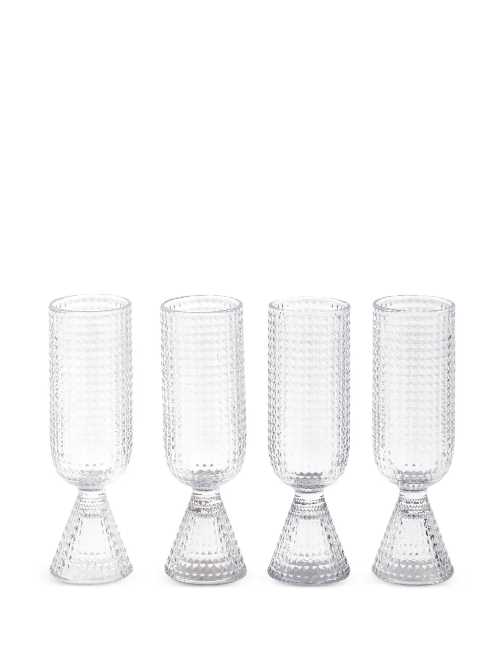 POLSPOTTEN Rooftop textured champagne glasses (set of four) | White | Image 1