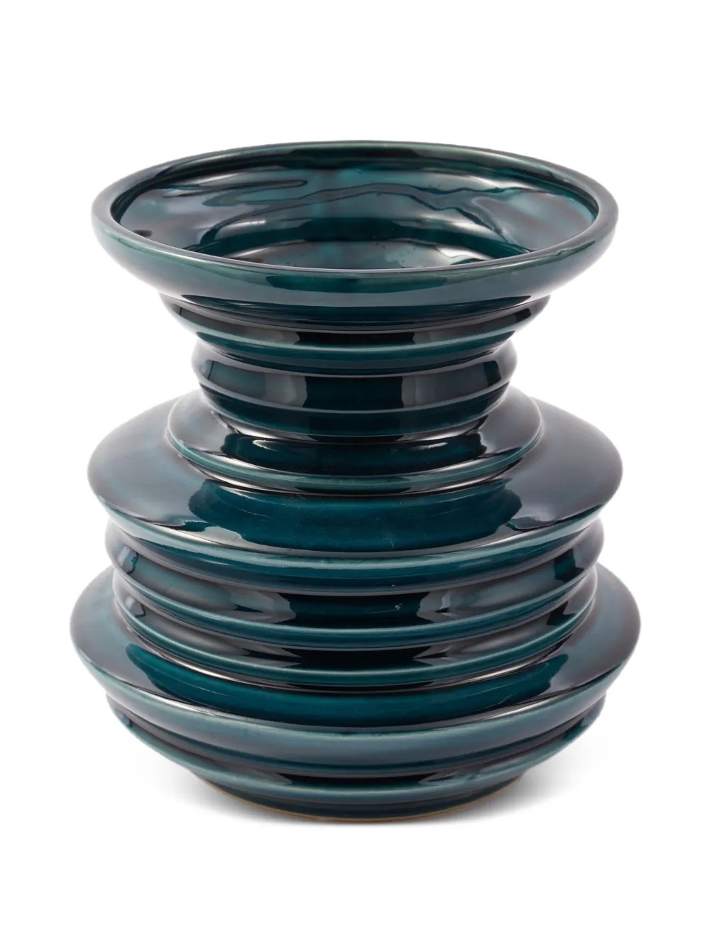 POLSPOTTEN Stacked Plates ceramic vase | Green | Image 1