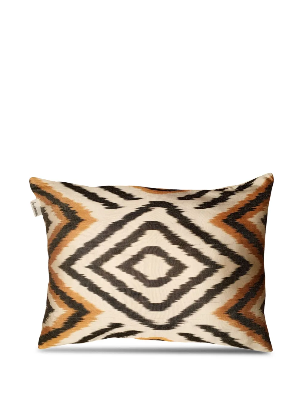 Les-Ottomans Ikat geometric patterned cushion | Brown | Image 1