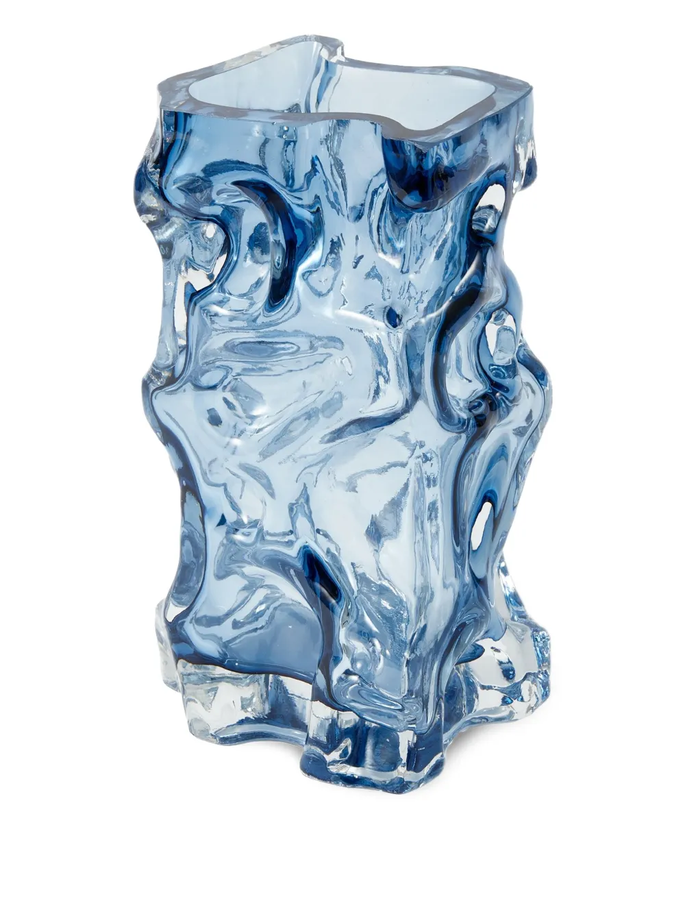 POLSPOTTEN Ice sculptural glass vase (29cm x 16cm x 15cm) - Blauw