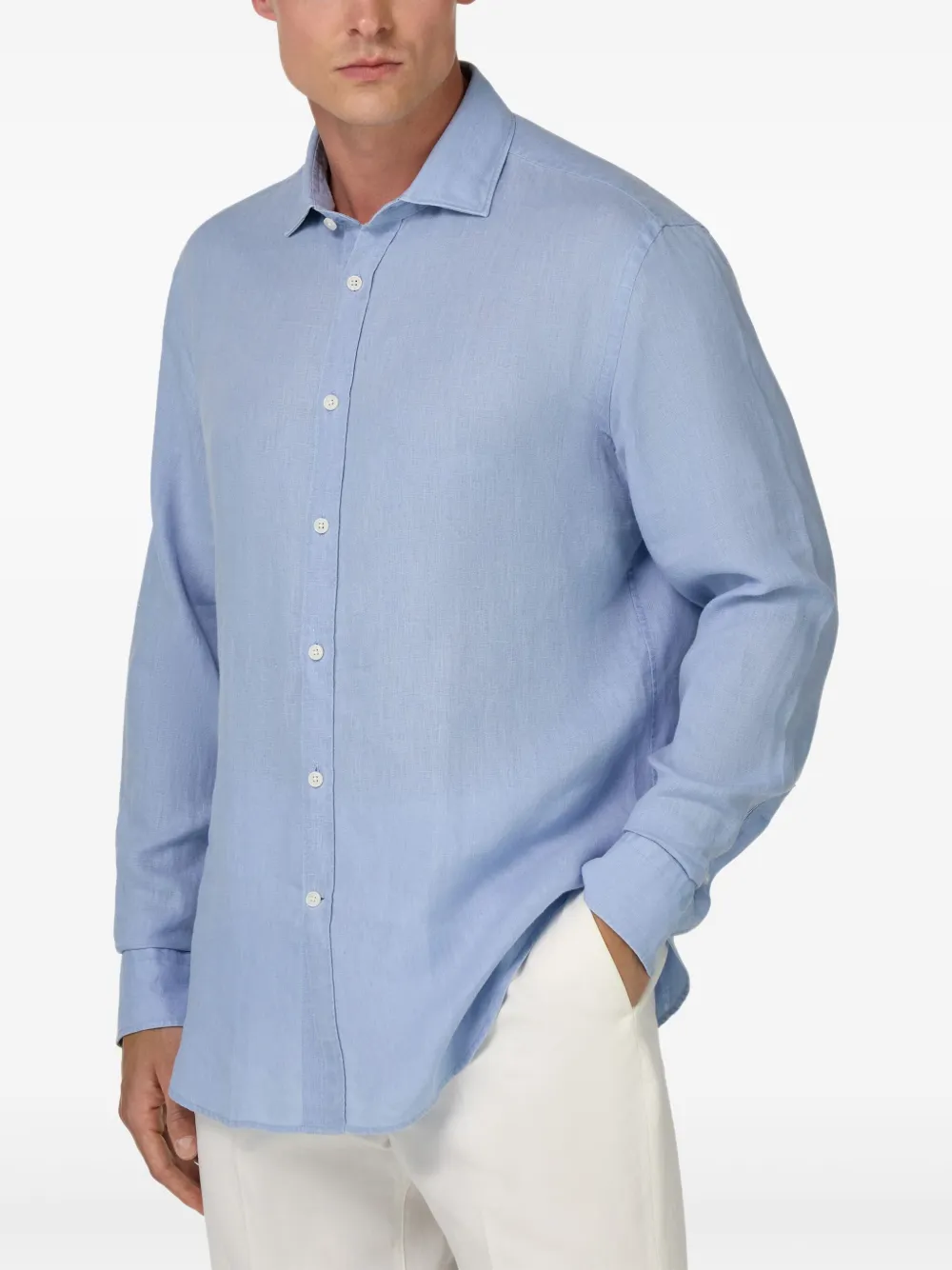 Boggi Milano Linnen overhemd Blauw