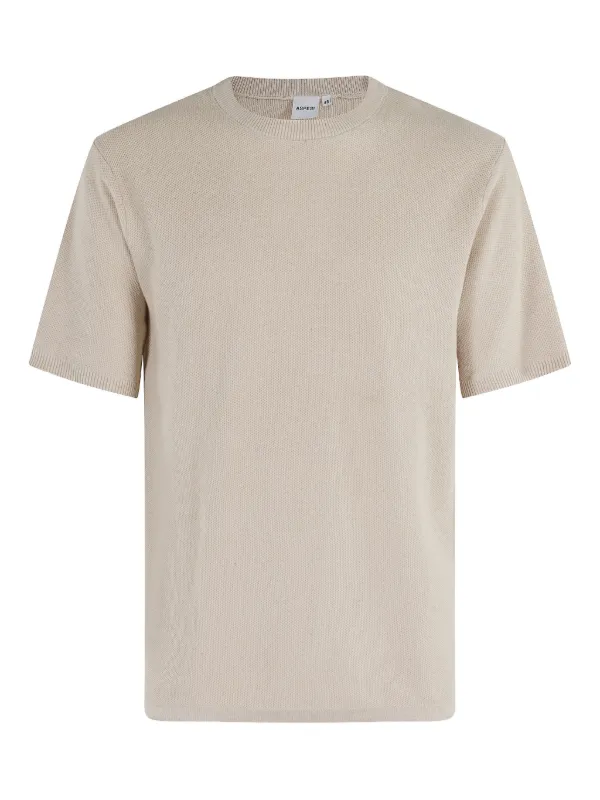 ASPESI Knitted Cotton T-shirt in Neutrals