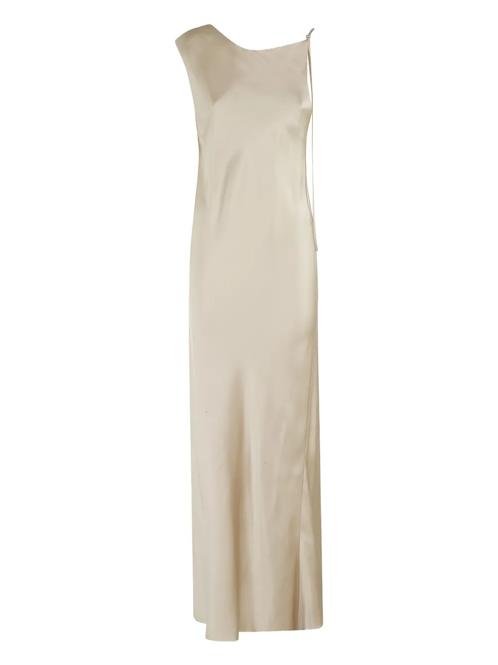 Alysi Asymmetrische satijnen avondjurk Beige