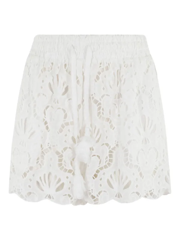 FARM Rio Pantalones Cortos De Encaje Blanco FARFETCH ES