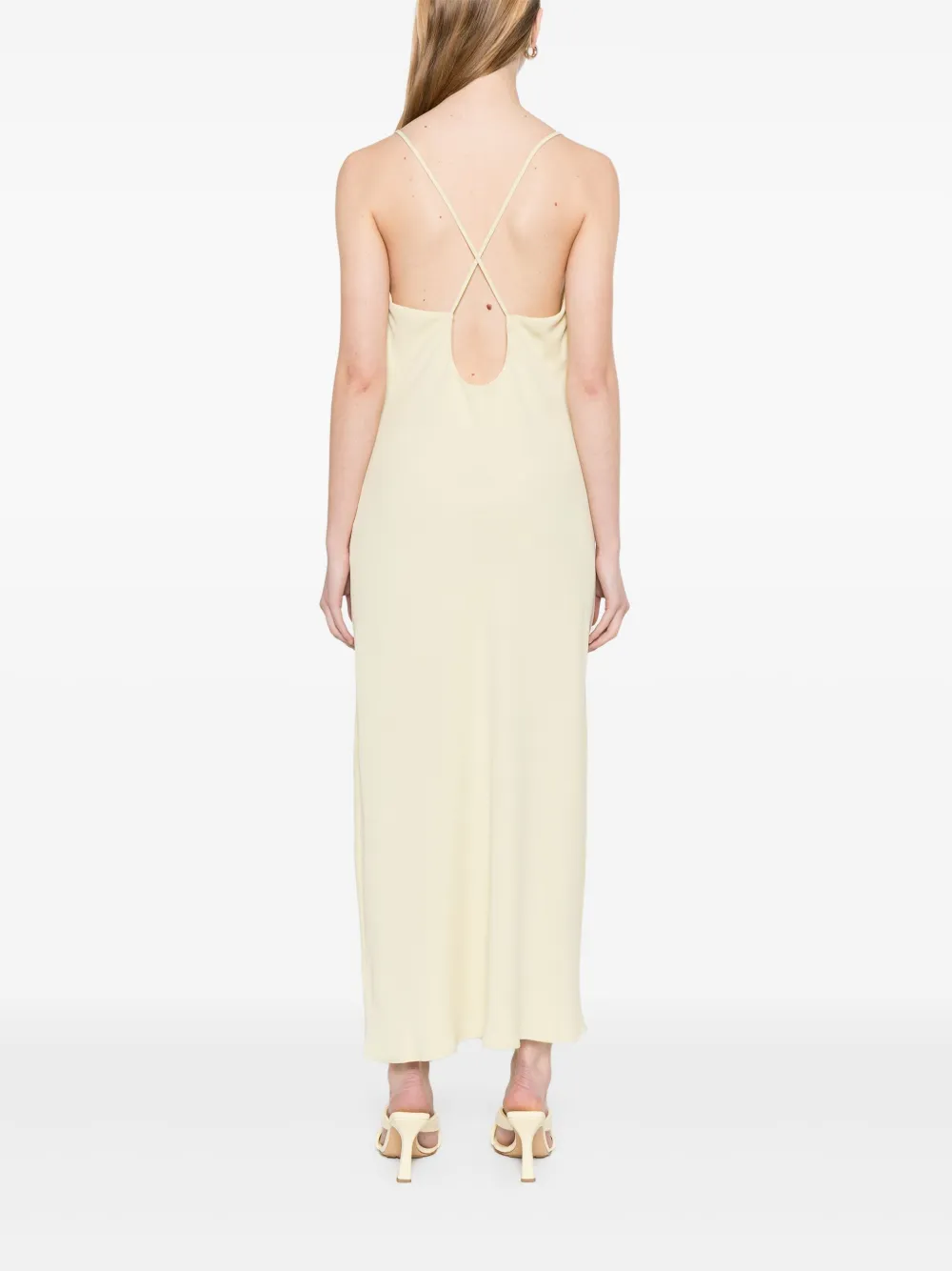 Calvin Klein Gedrapeerde midi-jurk met lage rug Geel