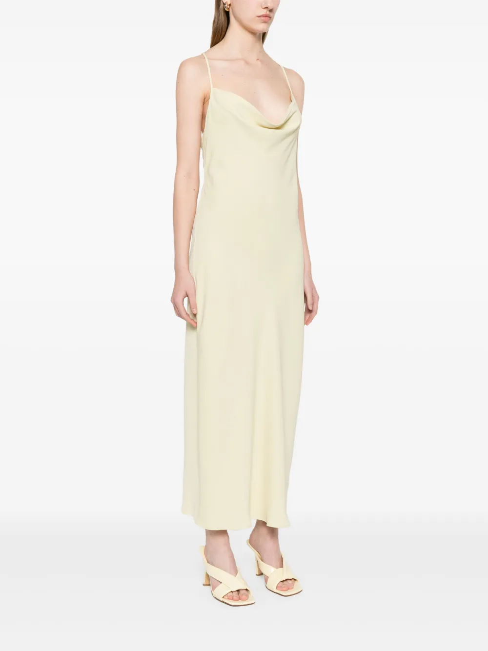 Calvin Klein Gedrapeerde midi-jurk met lage rug Geel