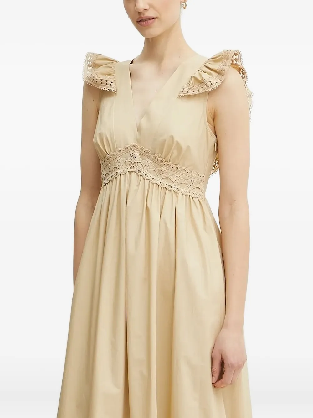 Twinset Ruffle-trimmed Tiered Maxi Dress In Neutral
