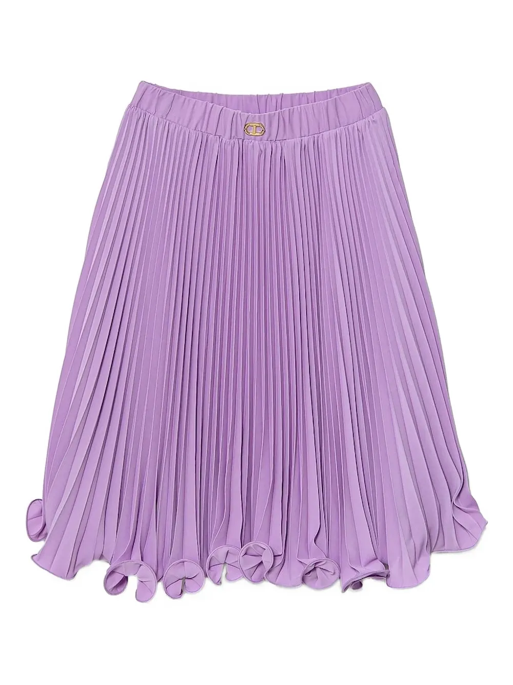 Twinset Pleated Ruffled Midi Skirt In Purple