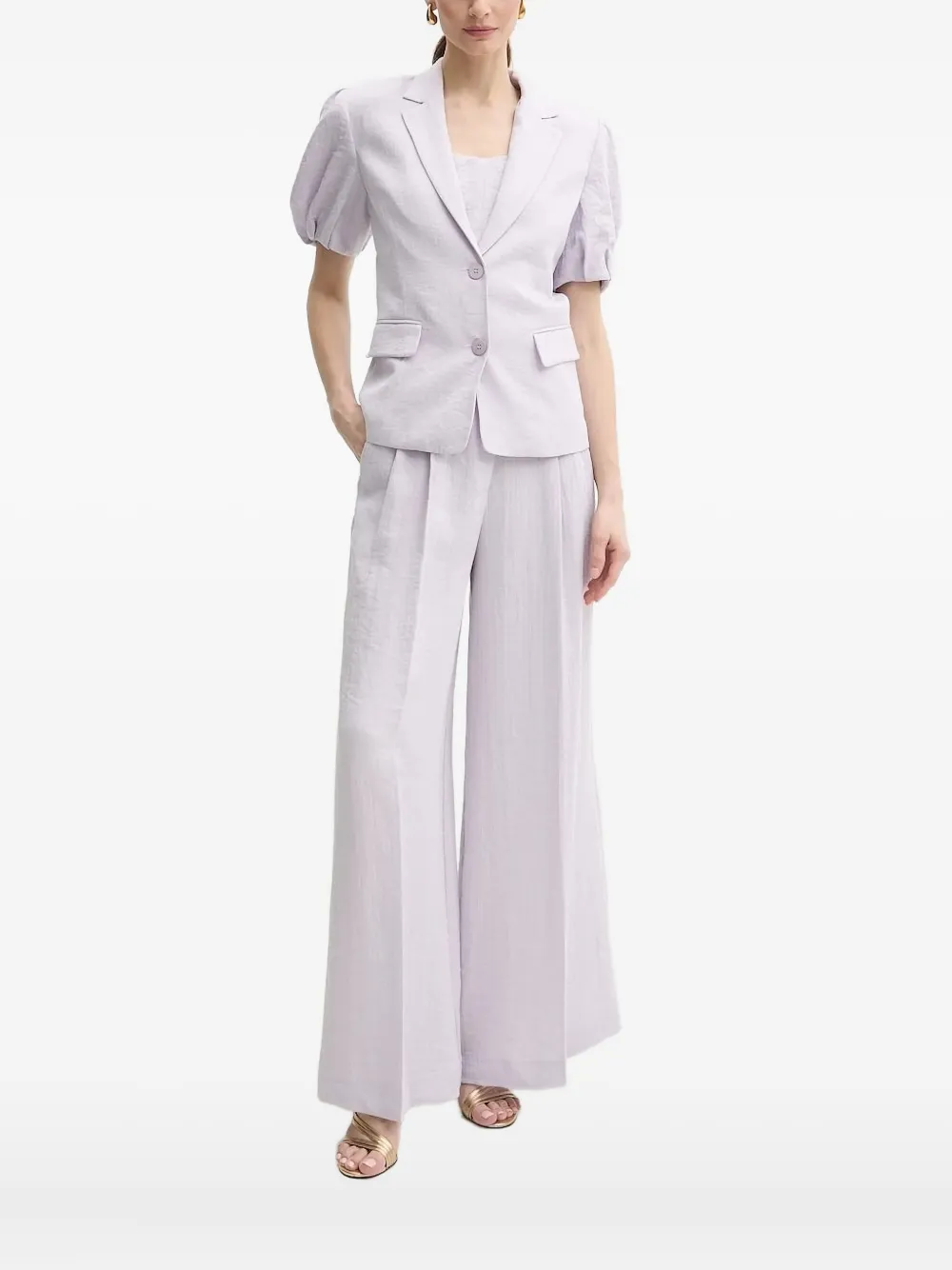 Twinset Puff-sleeve Button Top In Purple