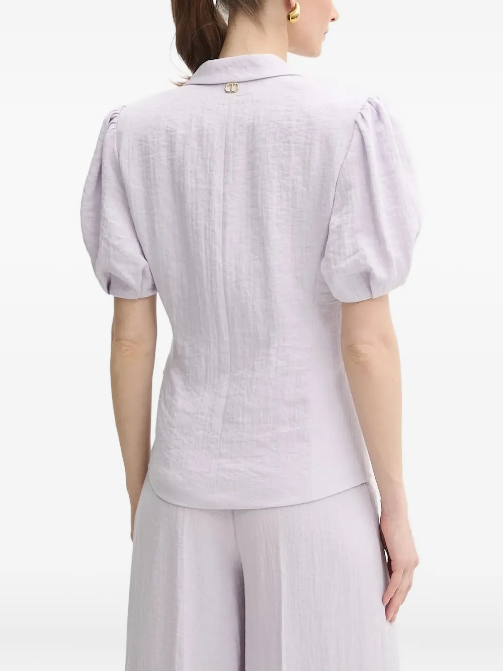 Twinset Puff-sleeve Button Top In Purple
