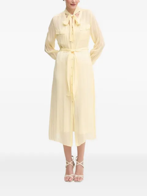 TWINSET belted tie-neck shirt midi dress