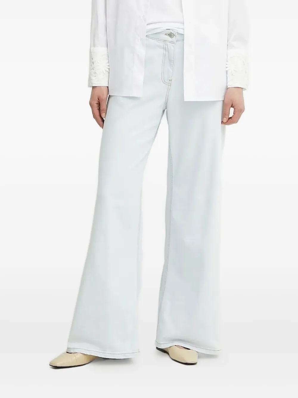TWINSET embroidered-pocket wide-leg jeans | Blue | Image 1