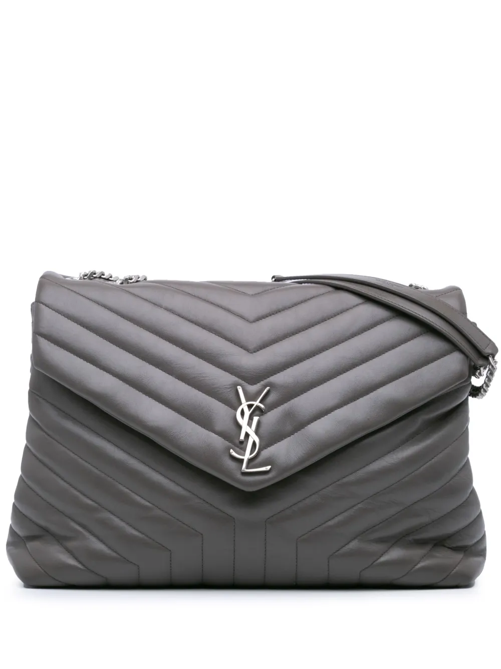 Saint Laurent Pre-Owned 2017 Large Leather Monogram Matelasse LouLou shoulder bag | Grey | Image 1