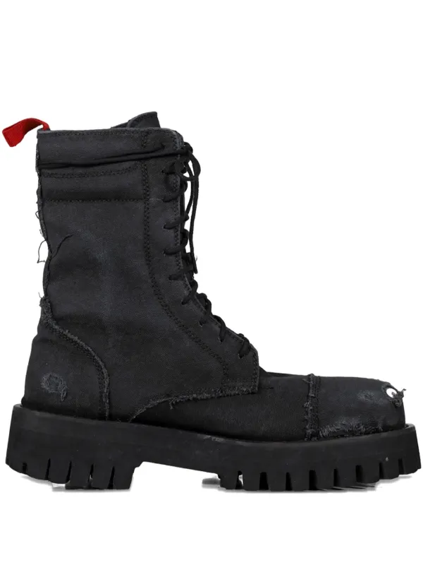 Distressed combat boots Rory Leather Combat Boot in Distressed Black - Joyfolie main image 3
