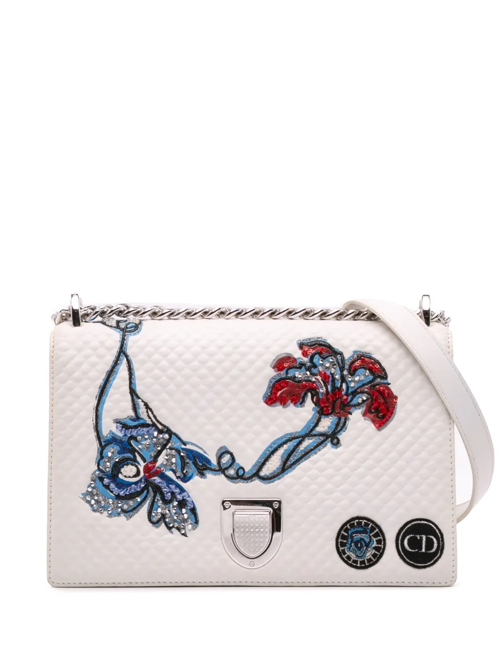 Christian Dior Pre-Owned 2015 ミディアム ラムスキン エンブロイダリー ディオラマ フラップ ショルダーバッグ Christian Dior Pre-Owned 2015 ミディアム ラムスキン エンブロイダリー ディオラマ フラップ ショルダーバッグ