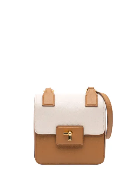 Prada Pre-Owned bolsa crossbody Flap en Cuir Saffiano bicolor 2013-2024