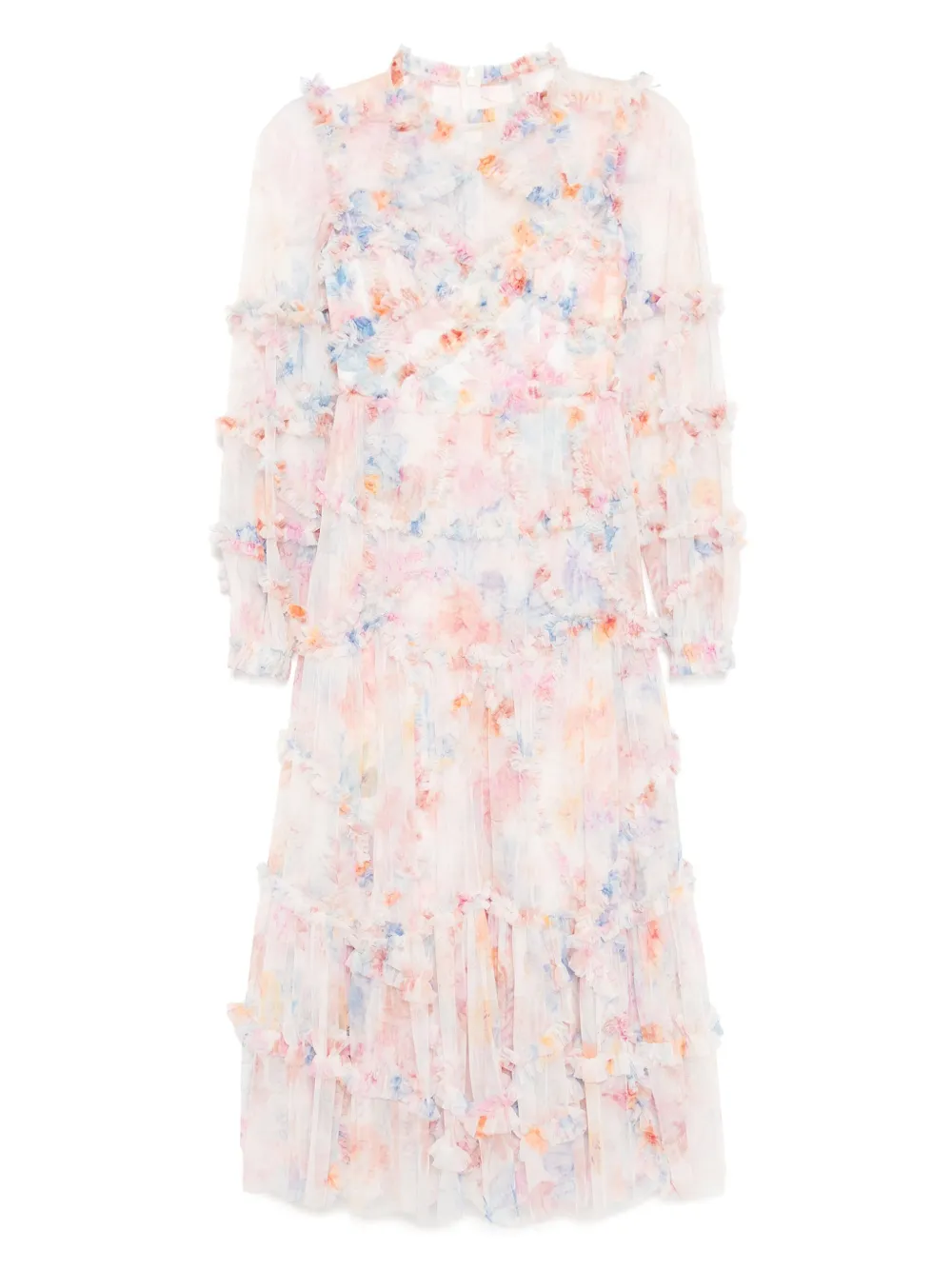 Needle & Thread floral diamond ruffle gown | Pink | Image 1